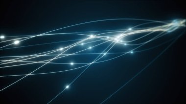 Bir fiber optik 3d çizim üzerinden sinyal iletim kavramı