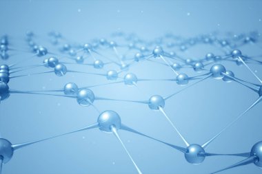 3D çizim molekülleri veya ağ cam ve kristal hareketli yavaş