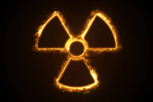 Illustration Von Feuer Oder Strömungsenergie Aus Atom Und Biohazard Symbolen — Stockfoto