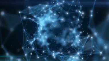 İkili kod soyut teknolojik tüneli geometrik yüzeyi ile uçan