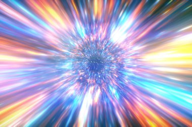 Soyut gizemli cennet arka plan, cennet fırtına derin ışınları tünel, evren ruh kanal 3d çizim