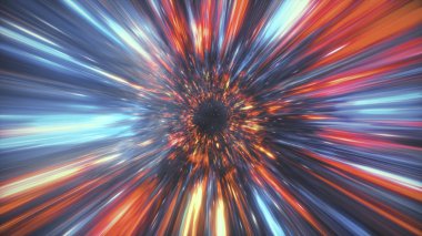 Soyut gizemli cennet arka plan, cennet fırtına derin ışınları tünel, evren ruh kanal 3d çizim