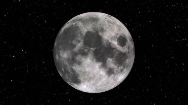 Big moon at night in starry close-up 3d illustration clipart