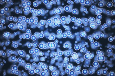 Mikrobiyoloji arka plan virüs veya bakteri mikroskop 3d çizim tarafından büyütülmüş bir hareket