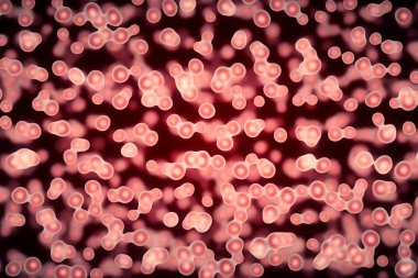 Mikrobiyoloji arka plan virüs veya bakteri mikroskop 3d çizim tarafından büyütülmüş bir hareket