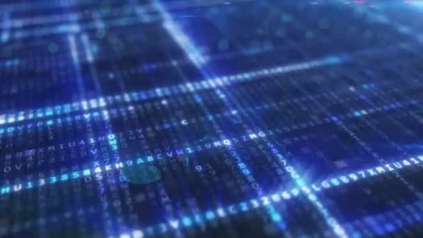 Zufällig generierter hexadezimaler Maschinencode abstrakter technologischer Hintergrund einer nahtlosen Schleife in blauer Farbe — Stockvideo
