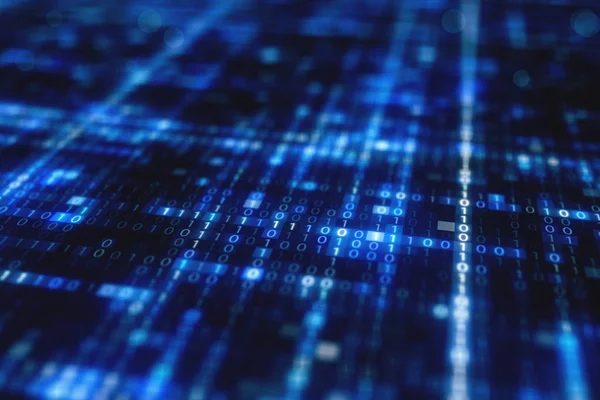 Fondo Futurista Azul Abstracto Tecnología Información Binaria Datos Digitales Código — Foto de Stock