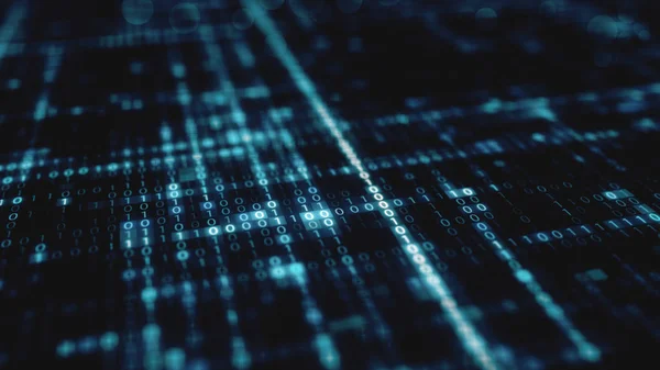 Abstrakt blå futuristiska bakgrunden av information teknik digital binärdata kod 3d illustration — Stockfoto