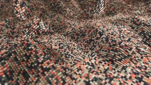 Abstrakt våg yta av rörliga multi-färgade kuber — Stockvideo