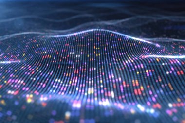 Soyut parlayan sanal neural ağ. Fütüristik kodlama veya yapay zeka kavramı 3d çizim
