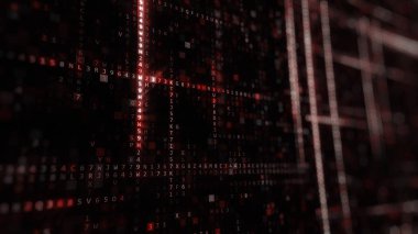 Bilgisayarın onaltılık makine kodu teknolojik arka plan 3d çizim rastgele