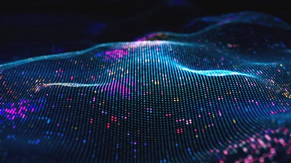 Absztrakt Izzó Virtuális Neurális Hálózat Futurisztikus Kódolás Vagy Mesterséges Intelligencia — Stock Fotó