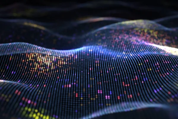 Absztrakt Izzó Virtuális Neurális Hálózat Futurisztikus Kódolás Vagy Mesterséges Intelligencia — Stock Fotó