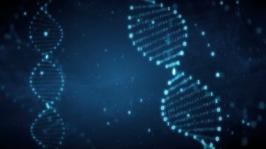 Bir ikili kod duman ile mavi bir arka plan üzerinde DNA'ları