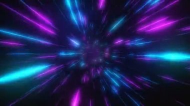 Retro neon hiper warp alanı tünelde soyut uçuş