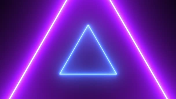 Абстрактный ретро фон с неоновыми треугольниками — стоковое видео
