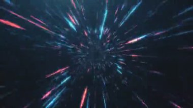 Retro neon hiper warp alanı tünelde soyut uçuş