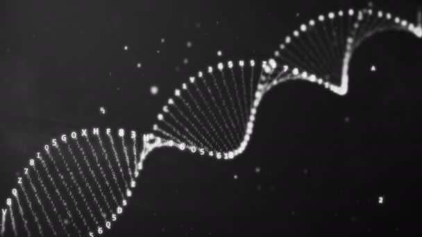 Бесшовная анимация вращения ДНК из шестнадцатеричного кода — стоковое видео