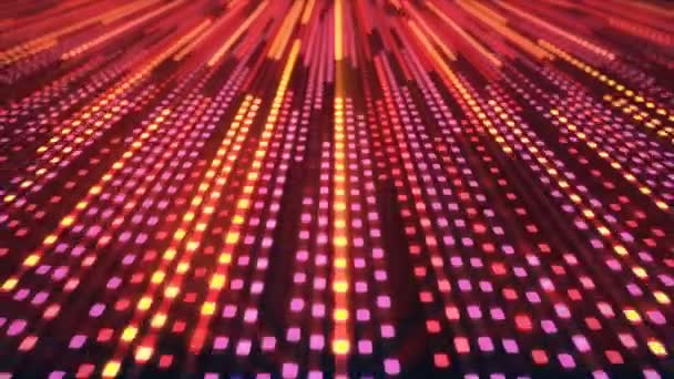 Абстрактный фон светящихся неоновых квадратов в стиле ретро — стоковое видео