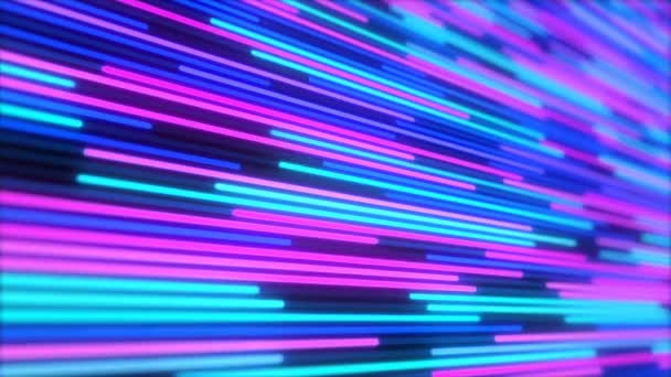 Abstrakter Hintergrund aus leuchtenden Neonlinien im Retro-Stil — Stockvideo
