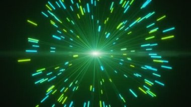 Soyut patlamaların dijital neon havai fişek yeşil