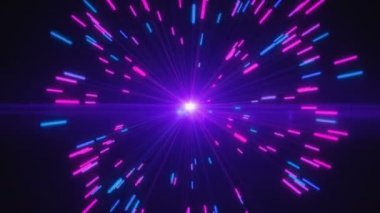 Soyut patlamaların dijital neon havai fişek mavi ve mor retro renkleri