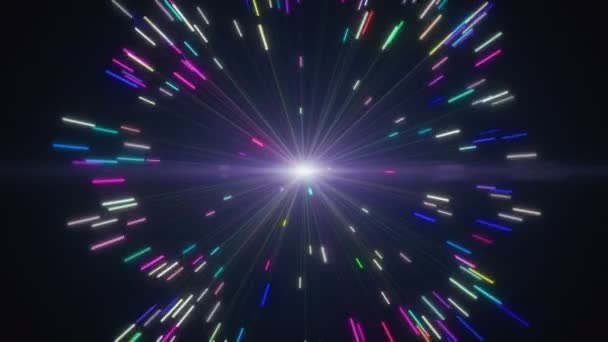 Esplosioni astratte multicolori di fuochi d'artificio al neon digitali — Video Stock