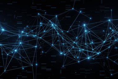 Dijital veri düğüm ve bağlantı yolları üzerinde ağ 3d örnek herhangi bir tür soyut yanıp sönen bağlı