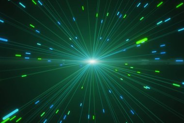 Dijital neon havai fişek 3d illüstrasyon soyut çok renkli patlamalar