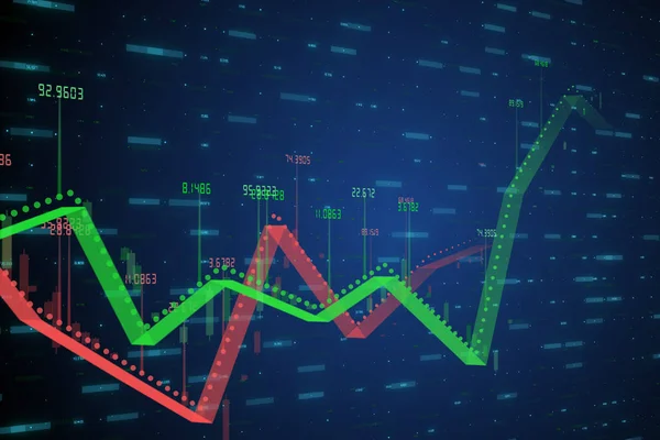 Dos Gráficos Lineales Crecientes Ilustración Que Muestran Crecimiento Positivo Negativo —  Fotos de Stock