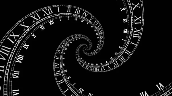 Rotating spiral of clock from numbers abstract 3d illustration