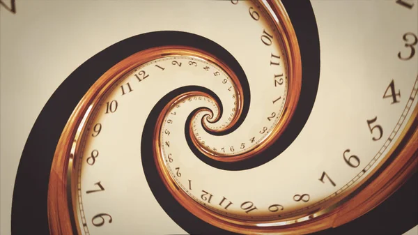 Rotating spiral of clock from numbers abstract 3d illustration