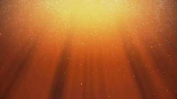 Background Gold Particles Movement Universe Gold Dust Yellow Background Rays — Stock Video