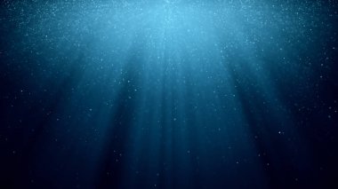 Arka plan mavi arka plan ışık ışınları ile yanıp sönen parçacıklar parlayan hareket ile. 3D çizim