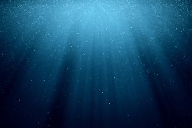 Arka plan mavi arka plan ışık ışınları ile yanıp sönen parçacıklar parlayan hareket ile. 3D çizim