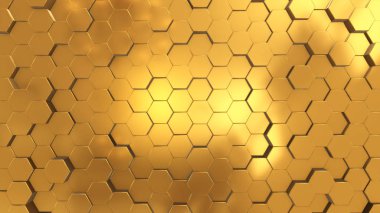 Altın altıgenler parlayan yapılmış 3d resimde arka plan