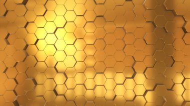 Altın altıgenler parlayan yapılmış 3d resimde arka plan