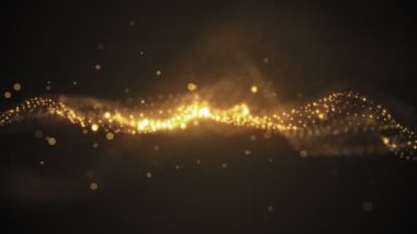 Altın arka plan mükemmel hareketi. Altın güneş toz evrenin yıldız siyah bir arka plan ile. Soyut parçacıklar hareket. VJ sorunsuz döngü 3d animasyon.