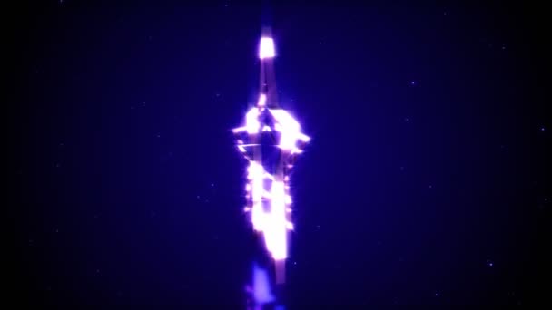 Вращения сияющей неоновой звезды при современном флуоресцентном освещении с отражениями, 3D плавная петля анимации — стоковое видео