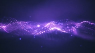 Altın arka plan mükemmel hareketi. Mor bir arka plan üzerinde yıldız ile evrenin altın güneş tozu. Soyut parçacıklar hareket. VJ sorunsuz döngü 3d animasyon.