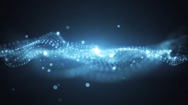 Altın arka plan mükemmel hareketi. Altın güneş toz mavi bir arka plan üzerinde yıldız ile evrenin. Soyut parçacıklar hareket. VJ sorunsuz döngü 3d animasyon.