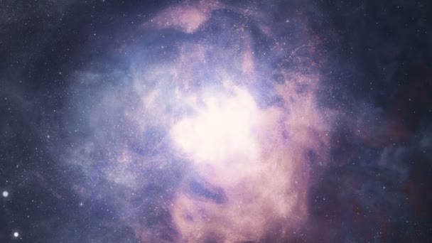 Fond spatial, vol dans l'espace parmi les milliards d'étoiles nébuleuses et galaxies — Video