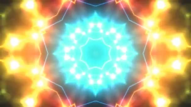 Abstract disco kaleidoscopes background with animated glowing neon colorful lines and geometric shapes for music videos, VJ, DJ, stage, LED screens, show, events, christmas videos, night clubs. — Stock Video