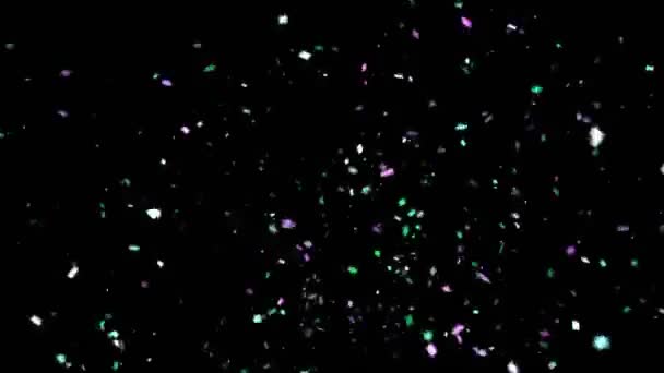 Divertenti esplosioni di Confetti Party Popper su sfondo nero — Video Stock