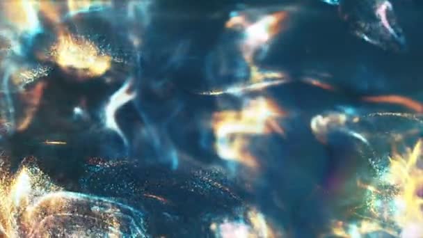 Abstrakter Hintergrund von Partikeln und Flüssigkeiten in Orange und Blau, die miteinander interagieren — Stockvideo