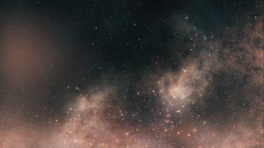 Alan arka plan, yıldız bulutsu ve galaksilerin 3d çizim milyarlarca arasında uzayda uçuş