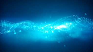 Altın arka plan mükemmel hareketi. Evren yıldız siyah bir arka plan ile toz. Soyut parçacıklar hareket. 3D çizim