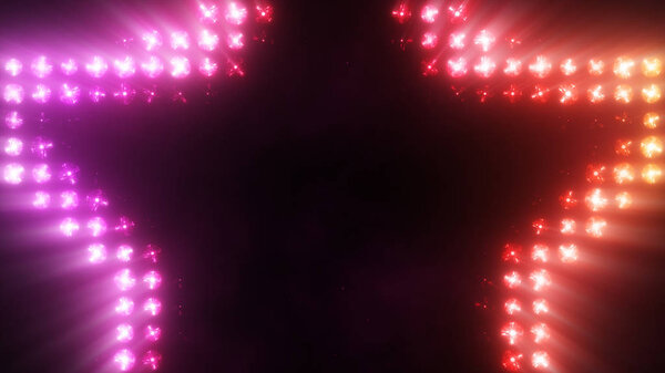 Bright Blinking Lights Board Star 3d illustration
