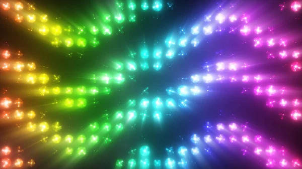 Colorful Flashing Multicolored Spotlights Light Bulbs Texture Bottom Top Smoke — Stock Photo, Image
