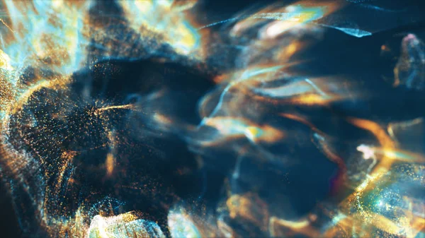 粒子と流体のオレンジと青の 図を相互の抽象的な背景 — ストック写真